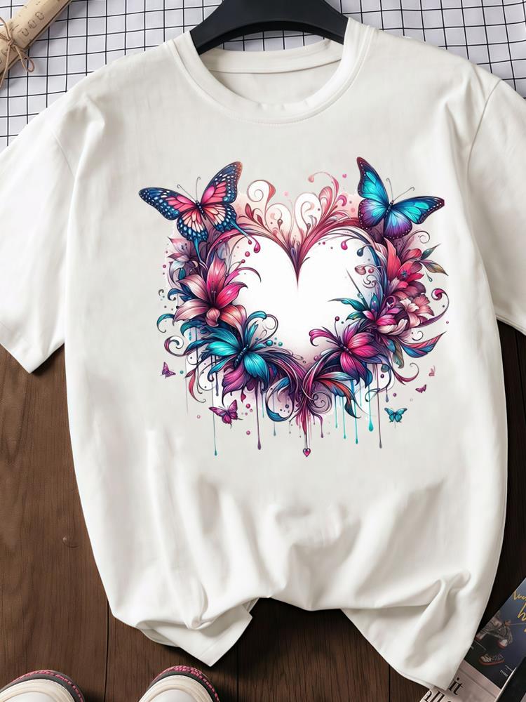 

(Азиатский размер) Принтованные футболки с круглым вырезом и коротким рукавом, трендовые, с цветочным принтом, милые, в стиле 90-х, модные, женские, повседневные, женский топ, одежда, графическая футболка S