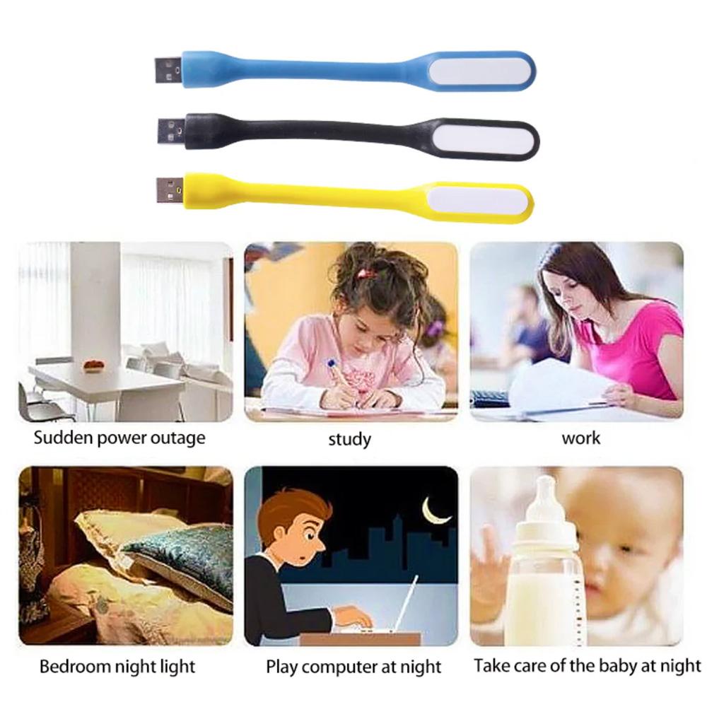 3 Pcs USB 5V LED Book Reading Light Lamp Mini Travel Table Lamp For Power Bank PC Notebook Laptop Flexible Bendable Night Light