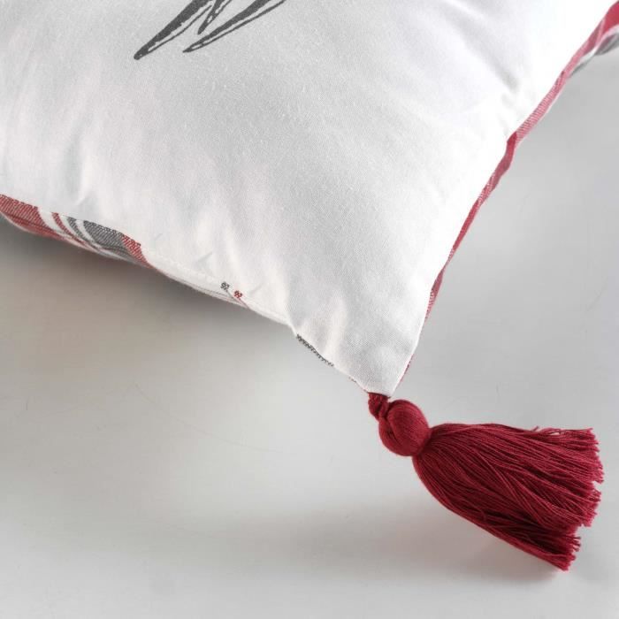 Coussin Décoratif - Heidie - Cerf - 40 X 40 Cm - 100% Coton - Déhoussable