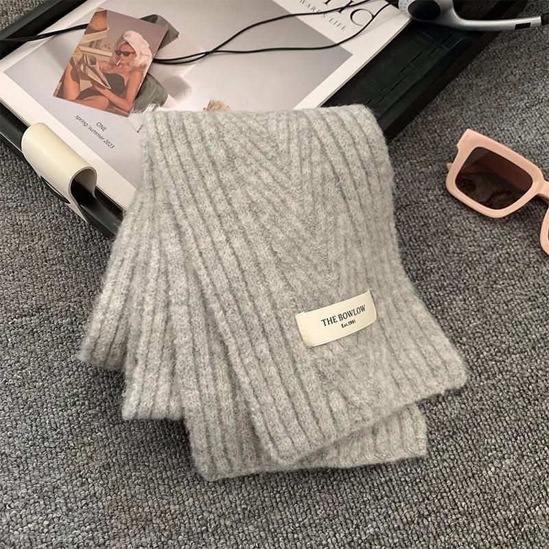 Retro Red Scarf Winter Women's New Korean Style Warm and Thickened Cold Proof Neck Protection Couple Knitted Small Scarf
