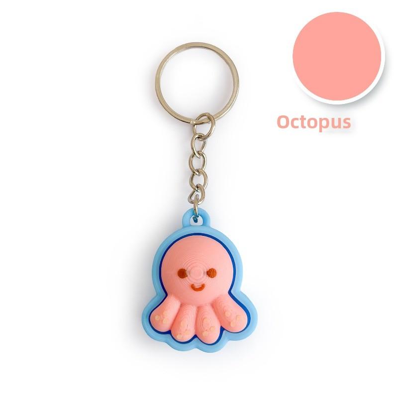 Printed Keyboard Decompression Small Pendant Pressing Toy Keychain Cartoon Turtle Turtle Clicker Octopus