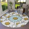 Watercolor Flower Round Rug Non-slip Floral Carpet for Living Room Bedroom Kitchen Decor Circle Doormat