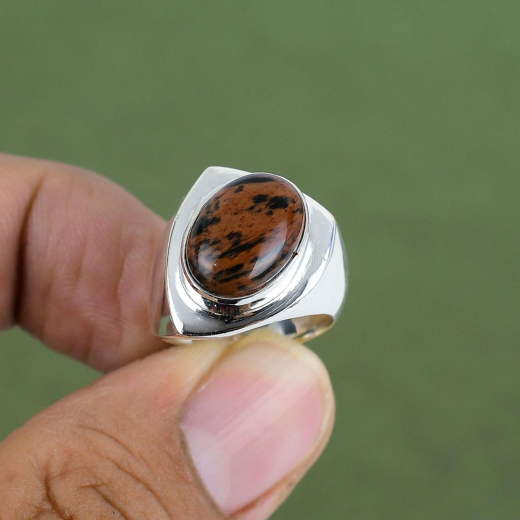 Mahogany Obsidian Ring 925 Sterling Silver Rings Stylish Jewelry Handmade Ring Top Quality Gemstone Jewelry For Gifts Available In Ring Size