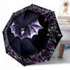 Purple Bat Artwork Automatic Umbrella Compact 8-Rib Design Lightweight All-Season Travel Outdoor Accessory Perfect Gift for Women Men