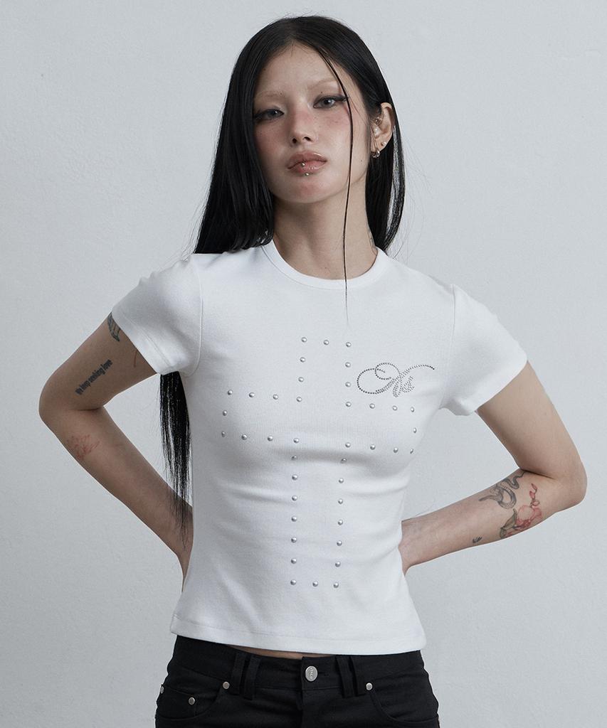 Aejeuyua Cross Hotfix T-Shirt White