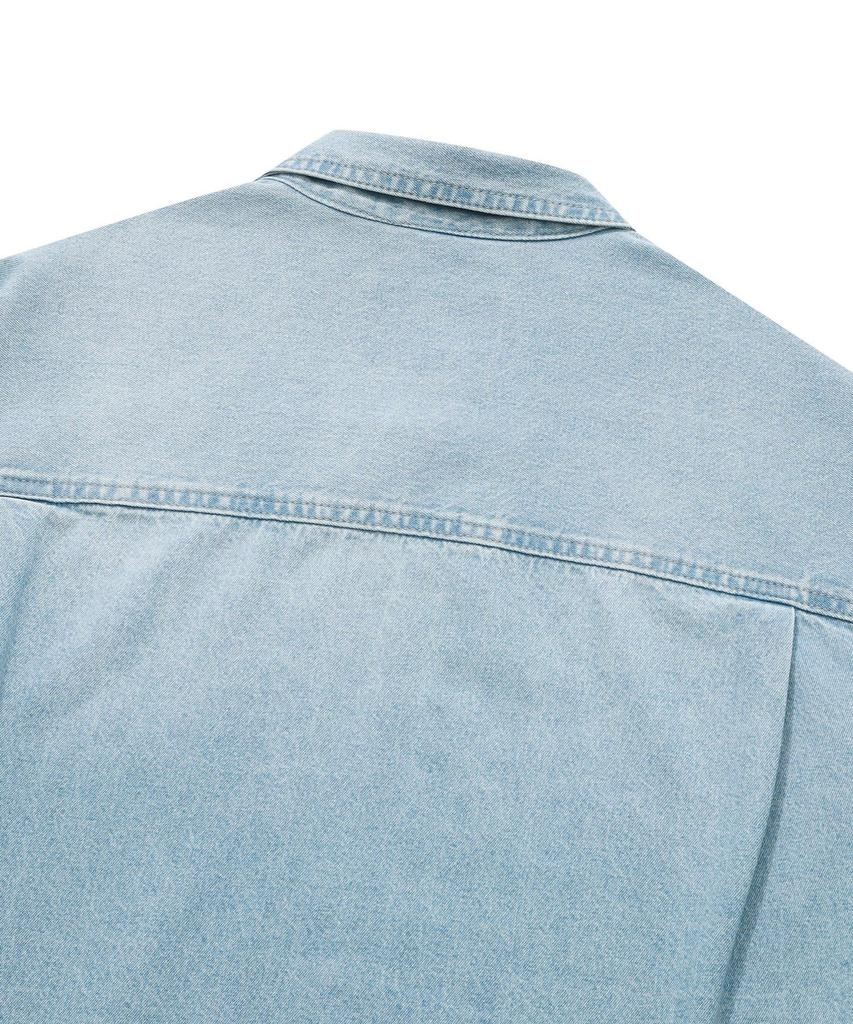 COVERNAT Semi-Oversized Washed Denim Shirt Light Blue