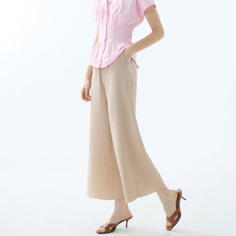 Baiyu Women S Crinkle Wide pantS Set Gcww