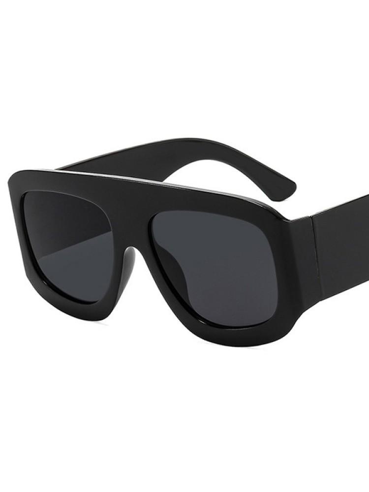 Übergroße quadratische Sonnenbrille Damen Herren Dicke Fassung Modemarke Brillen Weiblich Schick Polygon Sonnenbrille Schwarze Gläser
