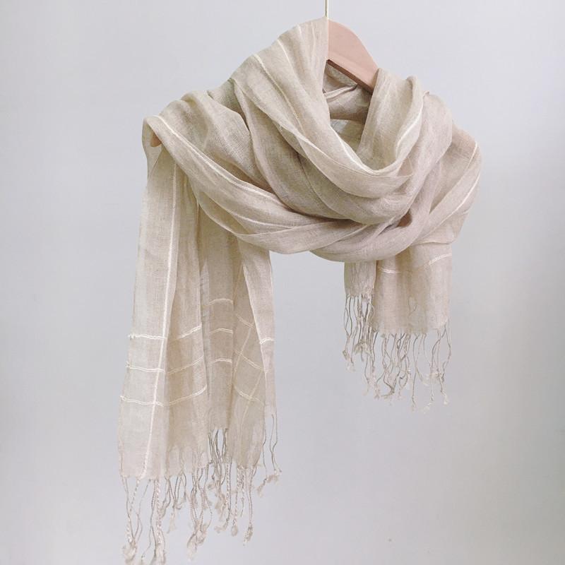 Japanese Rain Dew Linen Primary Color Scarf, Light Women'S Sunscreen Scarf