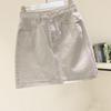 Black & Gray High-Waist A-Line Denim Mini Skirt - Korean Style, Summer Trend