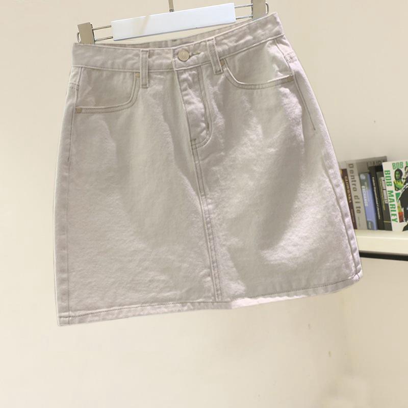 Black & Gray High-Waist A-Line Denim Mini Skirt - Korean Style, Summer Trend