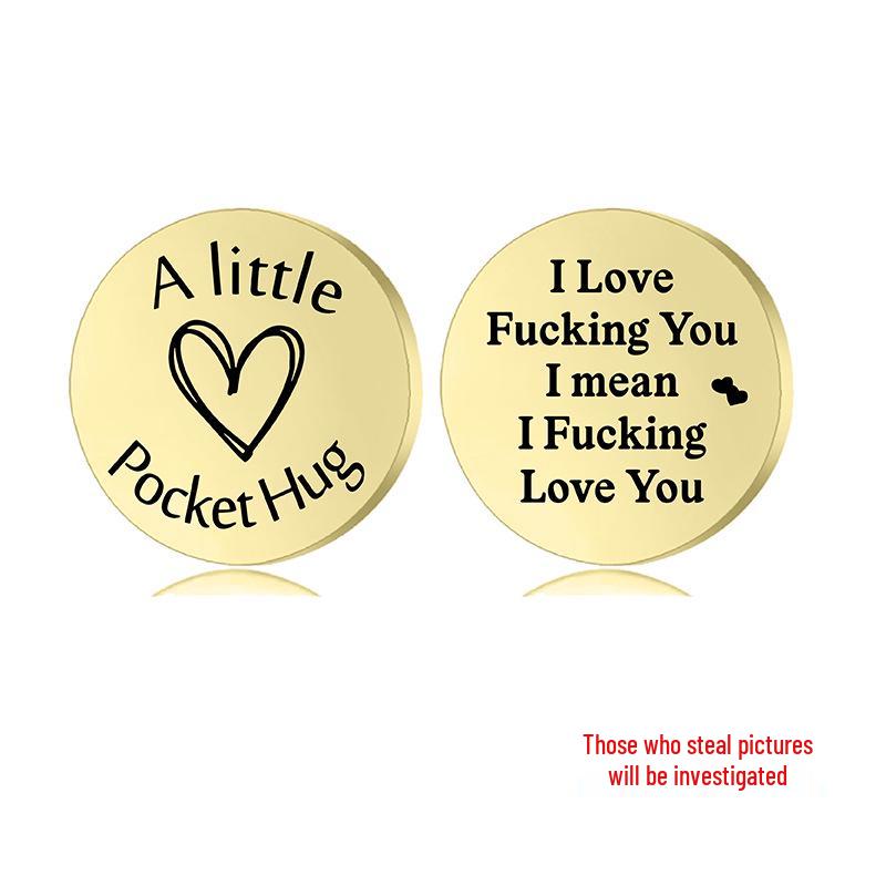 Lucky Charm Motivational Coin: Engravable Stainless Steel Couple & Family Gift Ornament.