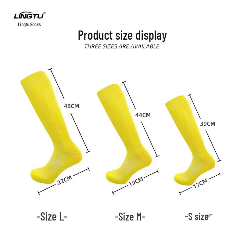 Non-Slip Breathable Football Socks - Solid Color, Sweat-Wicking, Adult Long Sports Socks