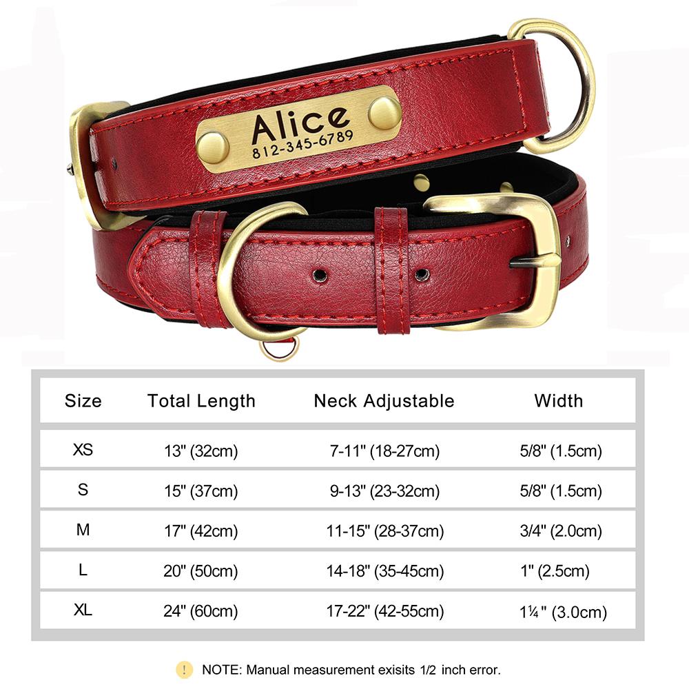Custom Leather Dog Collar Personalized Collars with Free Engraved Nameplate for Small Medium Large Dogs Pitbull Labrador XS-XXL
