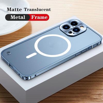 Lüks Metal Manyetik Telefon Kılıfı iPhone 16 15 14 Plus 13 12 11 Pro Max Magsafe iPhone 16 Pro Alüminyum Kablosuz Şarj Kılıfı