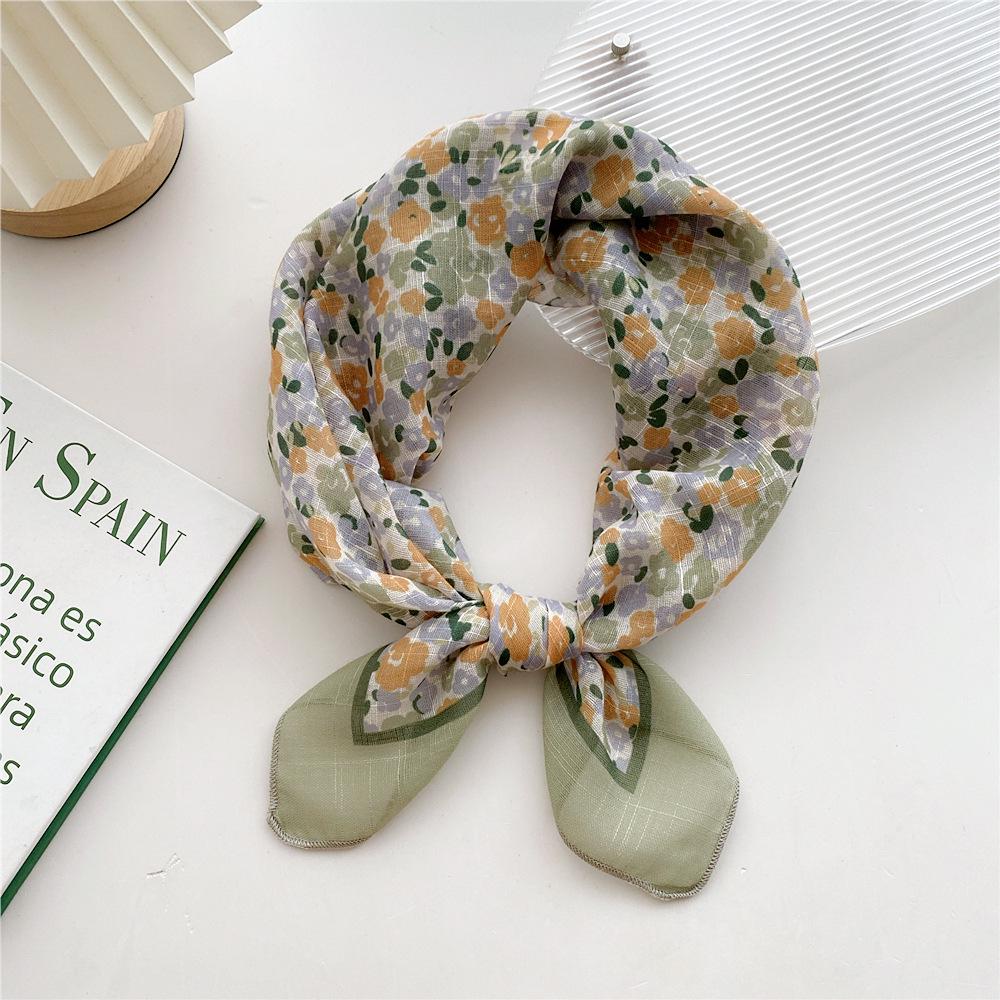 58 Cotton Linen Silk Scarf - Versatile Korean Fashion Neck and Head Bandana for Women