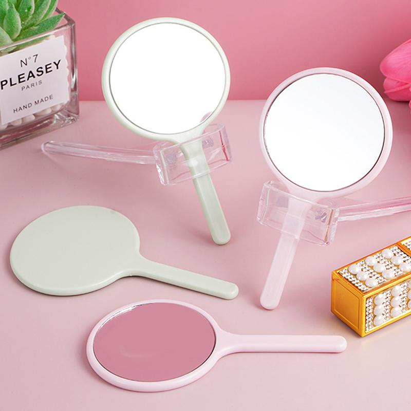 Durable Diy Makeup Mirror Handheld Small Round Handheld Mirror Anti-Fall With Handle Portable Mirror Home
