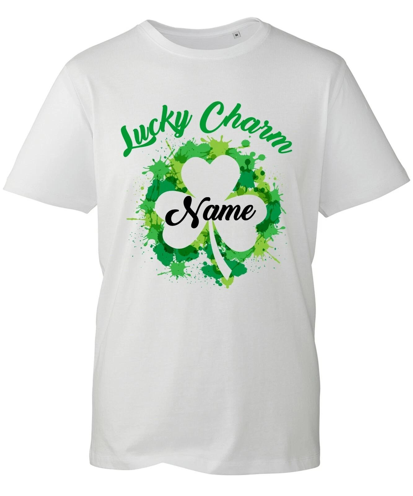Personalised Lucky Charm St Patrick s Day Name T-Shirt, Leprechaun Unisex Top 2XL