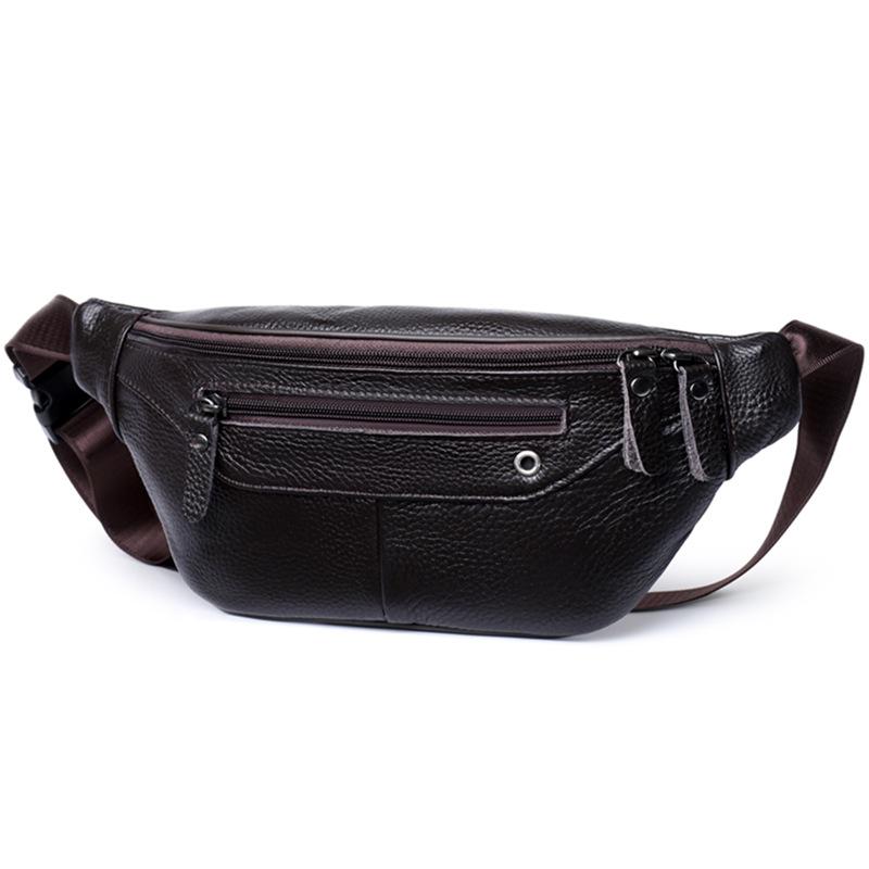 Leather Waist Bag for Men Casual Crossbody Fanny Pack with Adjustable Belt