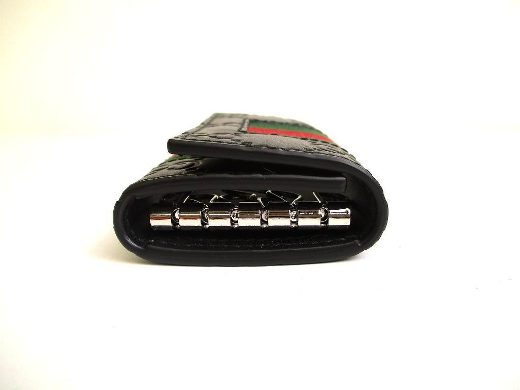 Authentic GUCCI Guccissima Black Leather 6 Pics Key Cases #a781  Refurbished