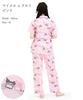 SAZAC Angel My Melody x Kuromi Shirt Cotton Short Sleeve and Long Pants Loungewear Pajamas, 100% Broadcloth, Women's Set, (Pink/M/SAN1947)