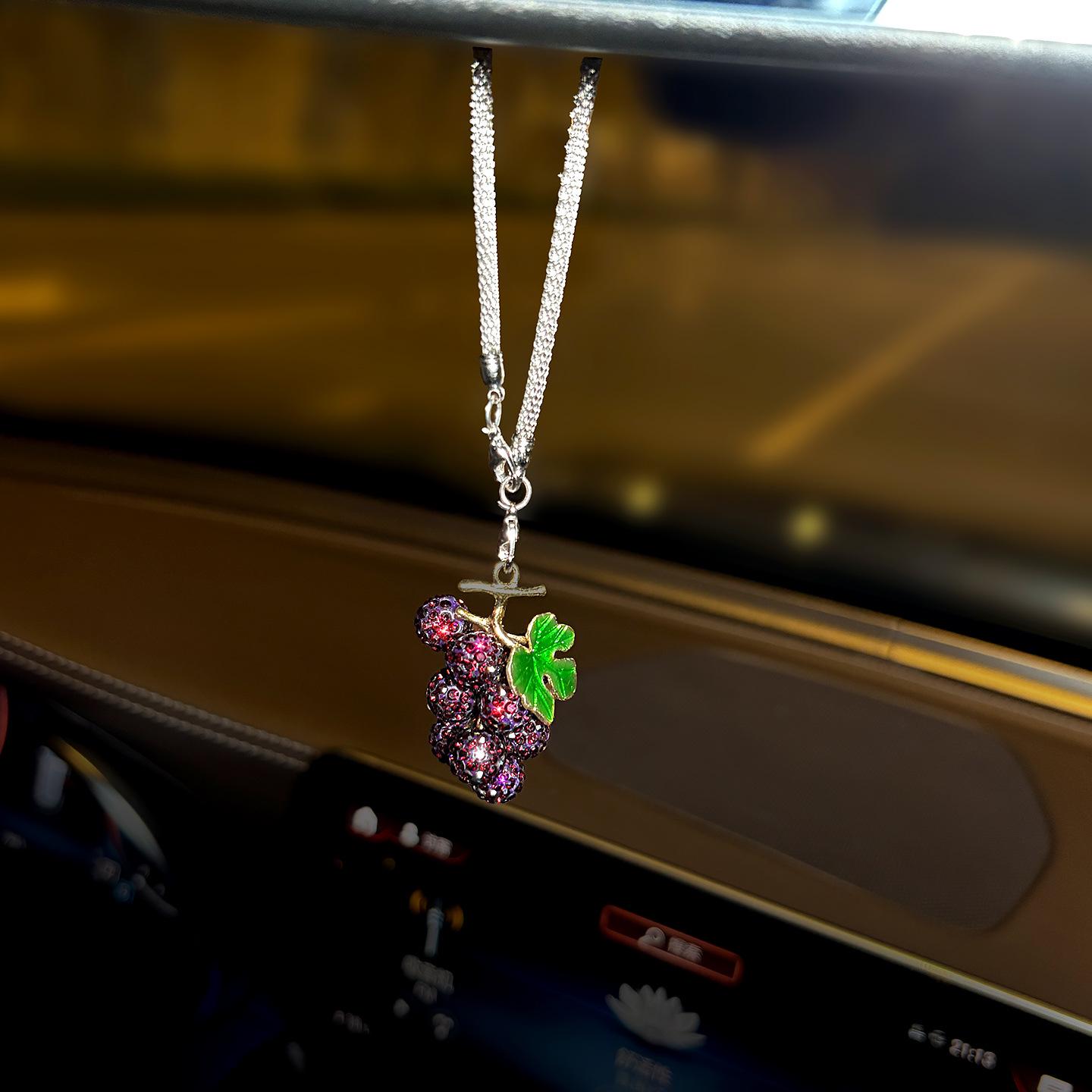 Подвеска в виде зеленого винограда со стразами, брелок для сумки, для зеркала заднего вида автомобиля