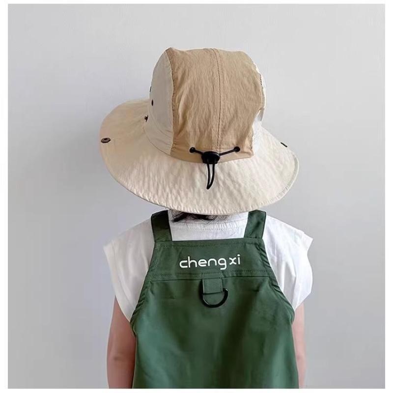 Kids Wide Brim Bucket Hats Quick Drying Thin Mesh Sun Hat Adjustable Drawstring for Summer Holiday Seaside Vacation