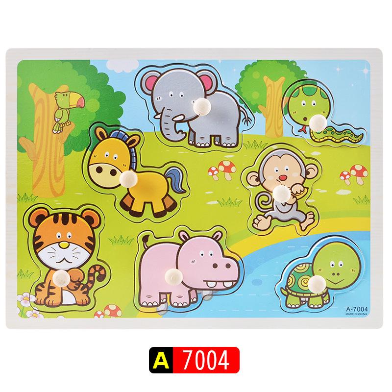Wooden 3D Educational Grasping Board & Puzzle for Children: Animal & Fruit Theme Cognitive Toy