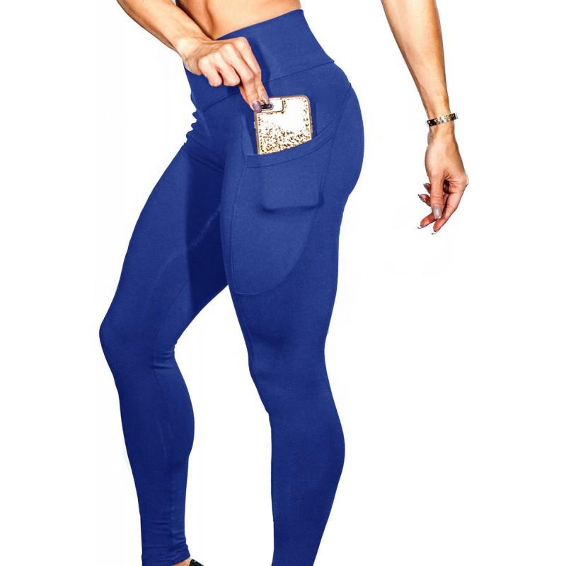 High-Waisted Yoga Leggings With Side Phone Pocket Running Workout Fitness Women