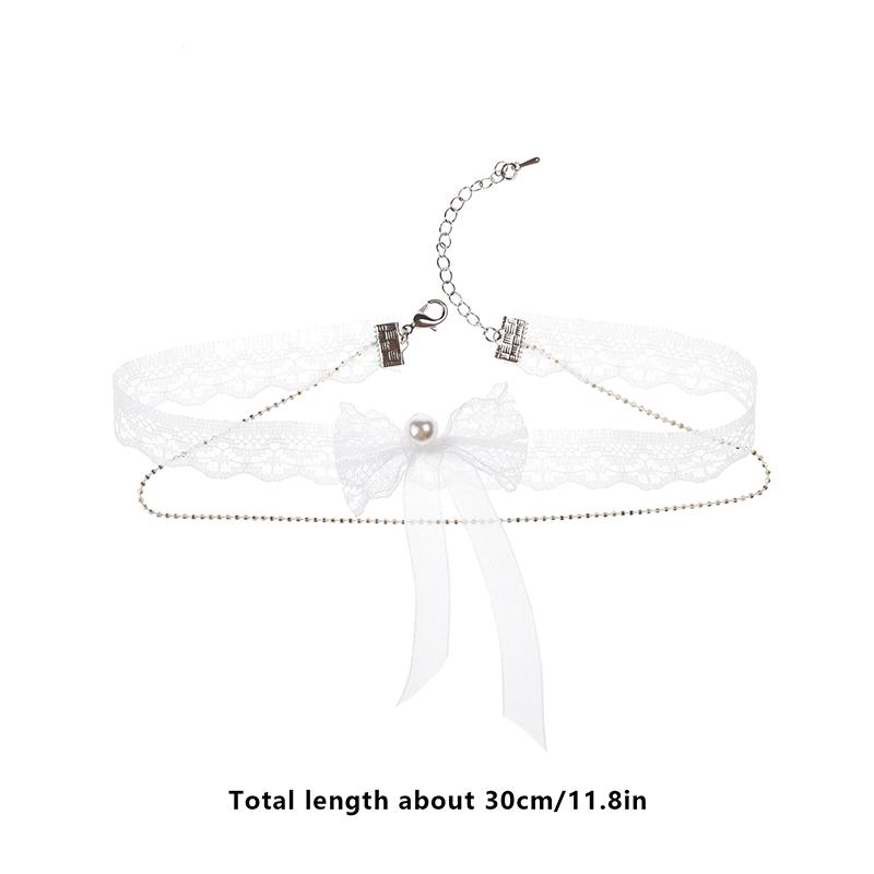 1 Stück Modischer und Sexy Schleife Weißes Faux-Spitzen-Choker Hals-Accessoire Elegantes Spitzen-Schleifen-Choker-Halsband Choker Kurze Kette