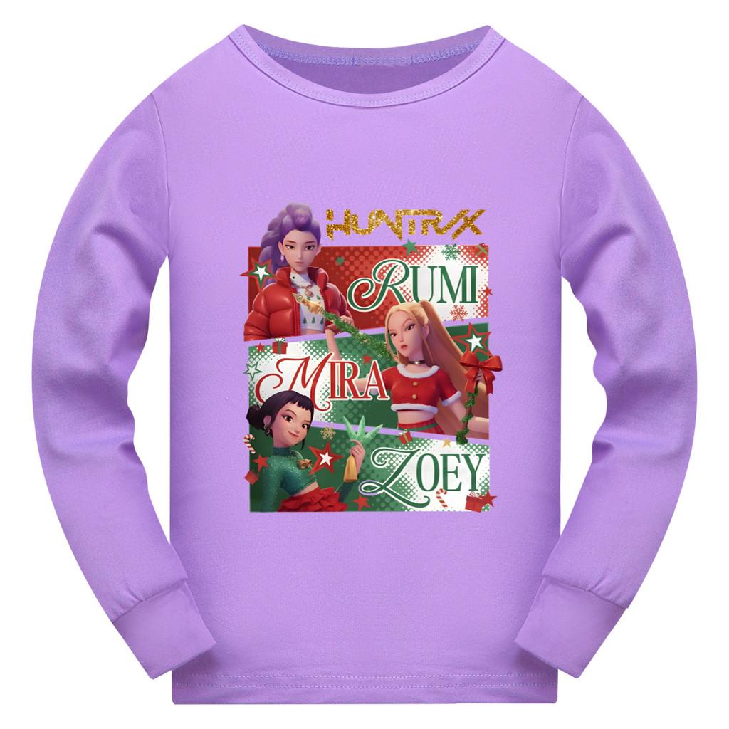 5181 Kids Girls Christmas New Year Rumi Zoey Mira Super Star Print Long Sleeves T-Shirt