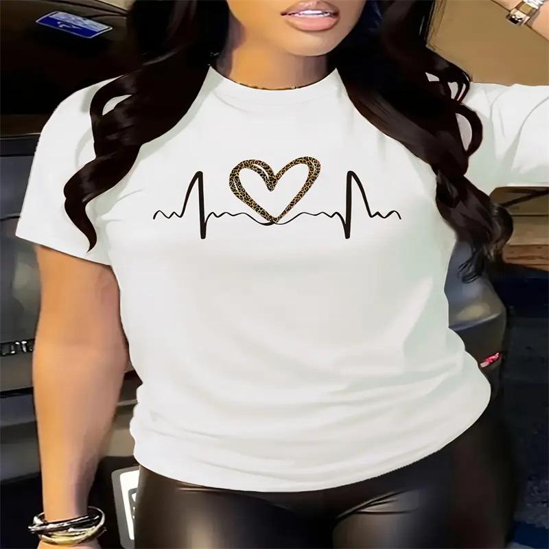 100 Cotton Unisex Summer Printed Crew Neck Short Sleeve Cute Casual Tee Femme Camisetas Mujer Y2k Versatile Ladies Daily Tops