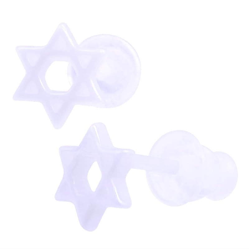 

KARMAREY hexagram hexagram earrings ceramic Compatible with metal allergies for both ears first piercing second piercing Leave it on ladies men s 20G