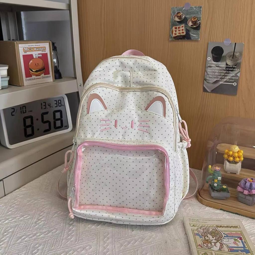 New Y2K Cute Cat Ita Backpacks Large Capacity Rucksack Girls Transparent DIY Display Knapsacks Outdoor Fashion Travel Schoolbags