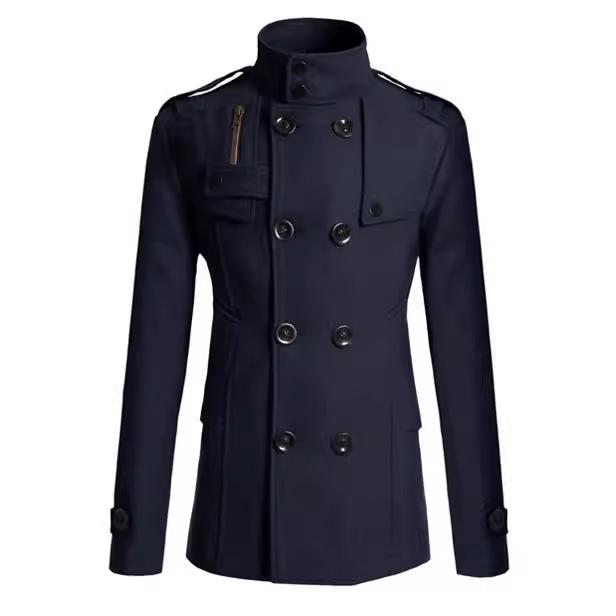 Men's Slim Medium-Length Woolen Coat - New Windbreaker Jacket N3