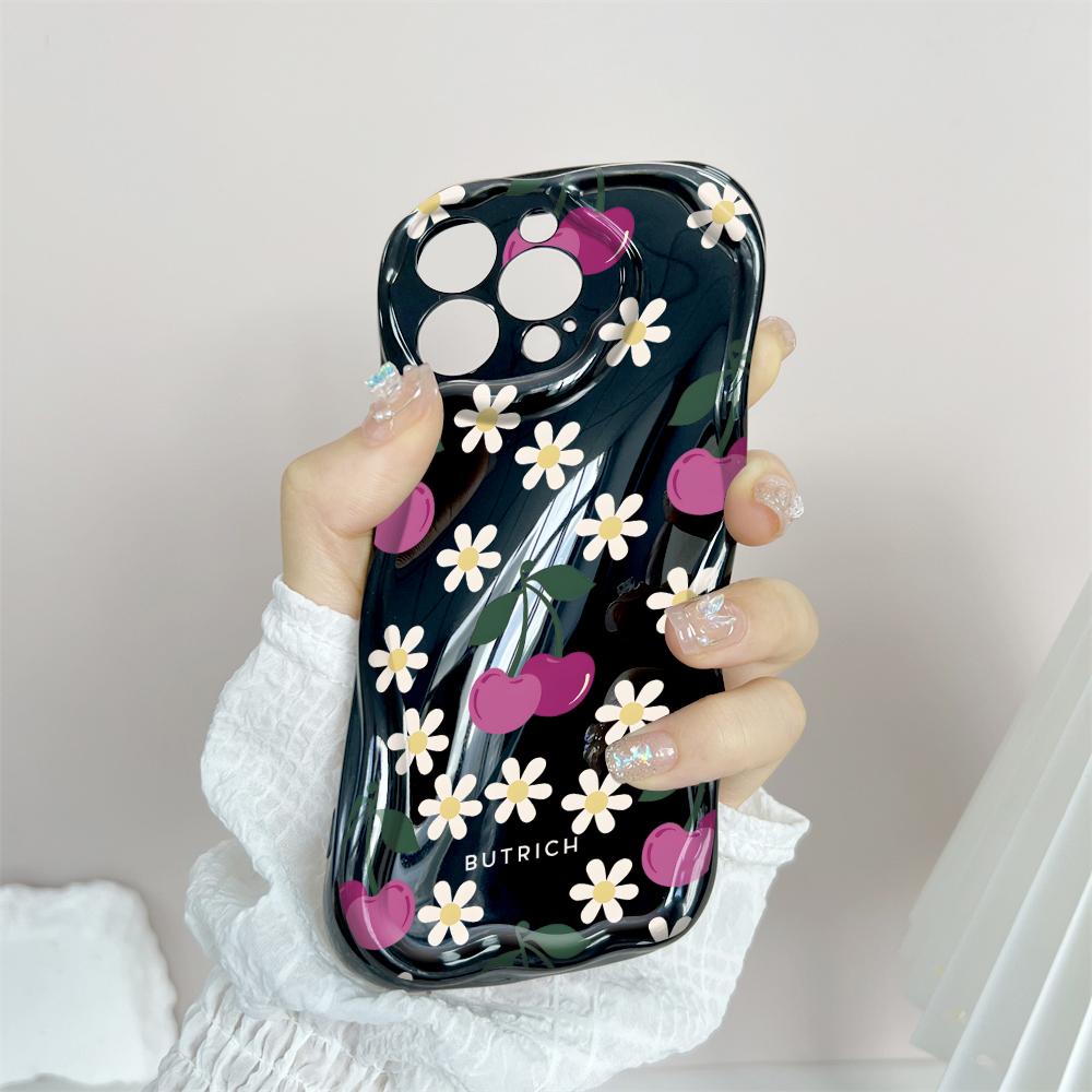 Cartoon Pattern Cream Texture Casing Wavy Edge Soft Silicone Cover Phone Case for IPhone Samsung Huawei Honor Xiaomi Redmi OPPO Realme Vivo Infinix