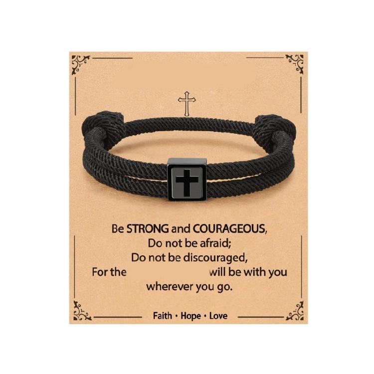 

Classical Crosses Symbol Bracelet Crafted From Sturdy Stainless Steel And Smooth Rope Suitable For All Occasions