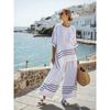 New striped linen suit women's summer loose casual wide-leg pants two-piece literary and artistic style large-size blouse