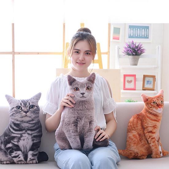 50cm Cute Simulation Three-dimension Cat Pillow Tiger Pattern Plush Doll Toy