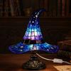 Halloween Decoration Lamp Witch Hat Table Lamp, USB Powered LED Bedside Light, Resin Gothic Night Light for Bedroom, Living Room, Shelf Decor