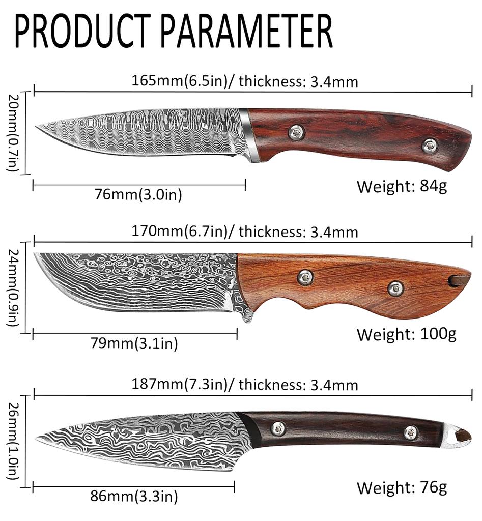 Portable Peeling Knife Mini Chef Barbecue Meat Cleaver Daily Paring Knives Kitchen with Sheath