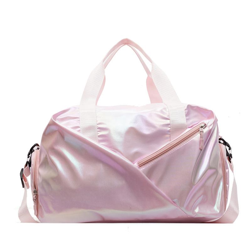 New colorful aurora glossy travel bag men's large-capacity hand luggage bag leisure sports fitness bag women