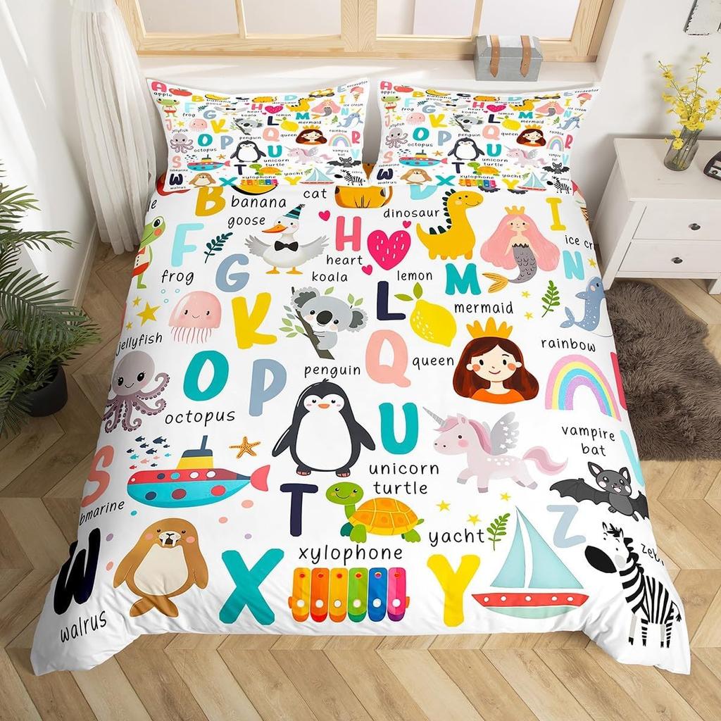Comforter Blue Alphabet Space Spaceship Single Queen Size Cartoon Bedding Set For Boys Kids Outer Space Black Comforter