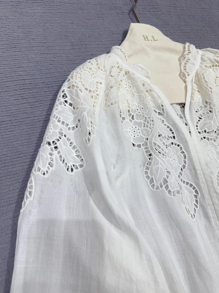 Nanyou 2026 Spring French Style Lace Embroidered Loose Shirt