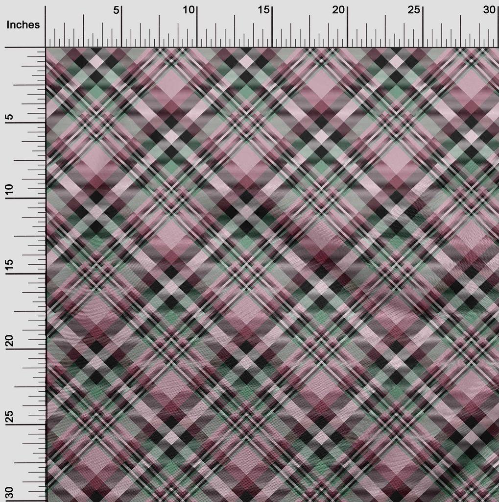 oneOone Cotton Flex Beige Fabric Check Sewing Craft Projects Fabric Prints by Yard 40 Inch