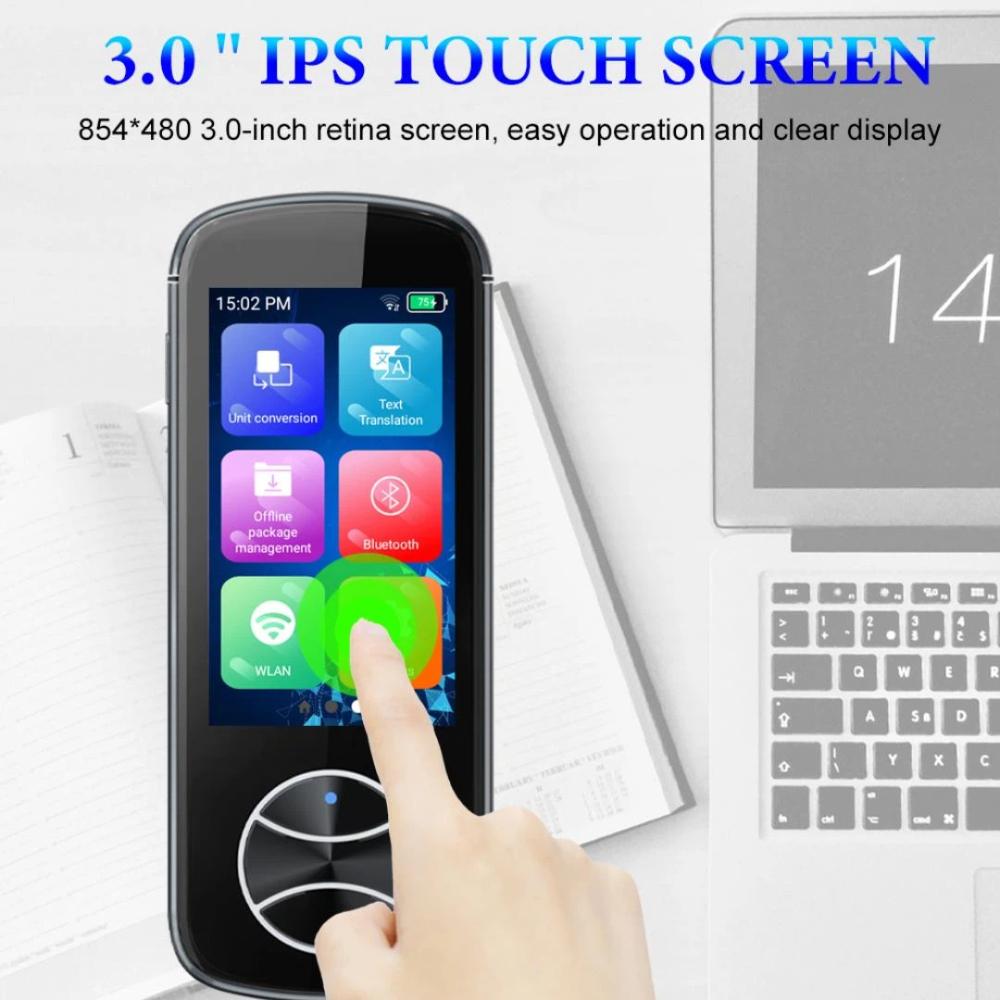 Smart Multilingual Translator, Offline Translation, Photo Translation, Equipped with a 3.0-inch Touchscreen, Supports 107 Languages