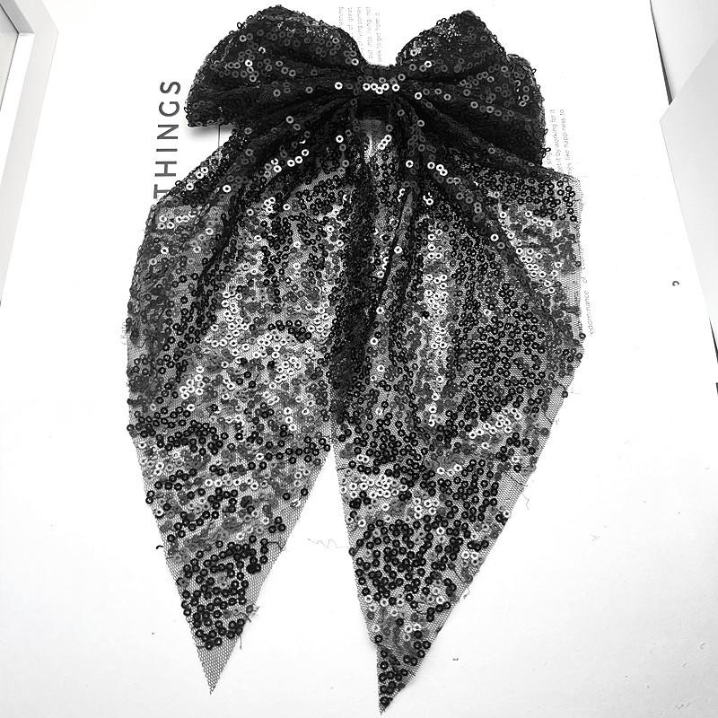 Elegant Sequin Bow Hair Clip - Mesh Ribbon for Christmas & New Year Parties
