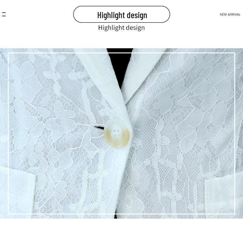 Women's White Lace Sun Protection Jacket - Spring/Summer 2022 Casual Short Blazer