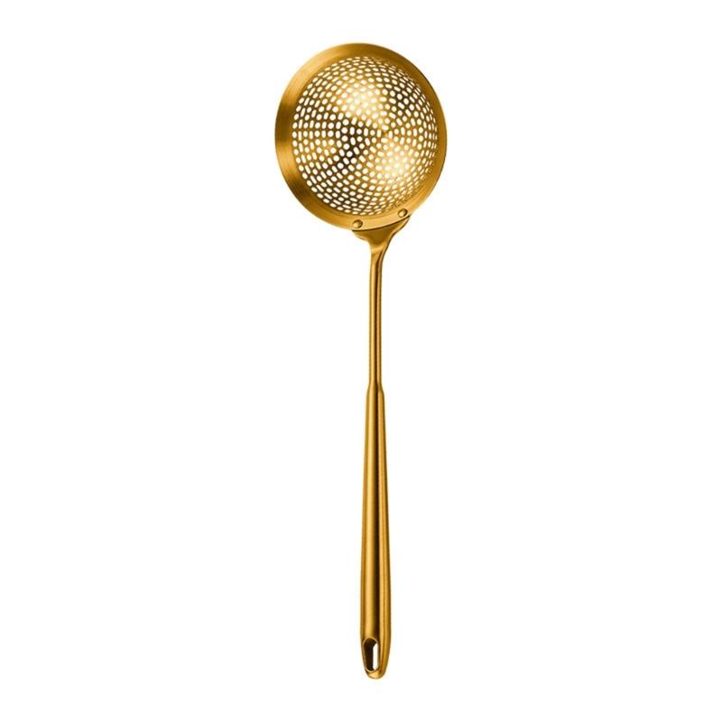 Professional Slotted Skimmer Essential Stainless Steel Kitchen Utensils Slotted Skimmer with Hanging Rings 1 золотой