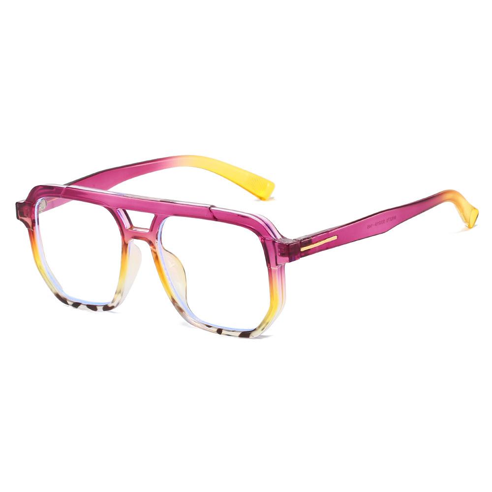 JYL Leopard Print Sunglasses UV400 Women Double Bridge Big Frame Ocean / 6270